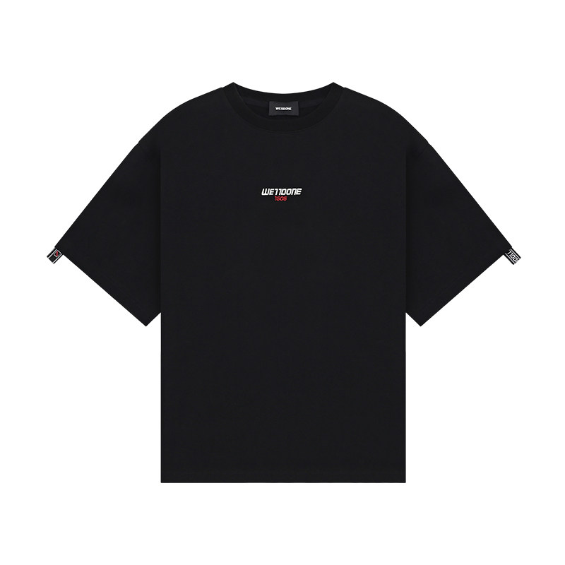 【首降5折】WE11DONE26春季新品男女同款双LOGO饰带短袖T恤简约
