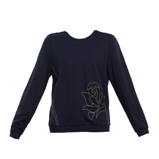 Gitti/吉蒂花卉刺绣圆领卫衣女宽松大码针织上衣G255302