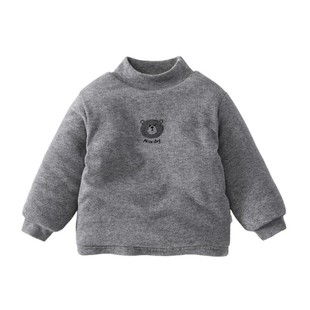 男女宝宝半高领夹棉保暖加绒打底衫男童女童上衣儿童秋衣秋冬