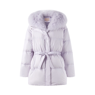 沈月同款MISSCOCOON外套女2025冬季新款狐狸毛领90白鸭绒羽绒服