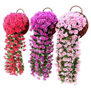 仿真紫罗兰壁挂吊兰花大绣球假花塑料花绢花花藤藤条阳台婚庆装饰