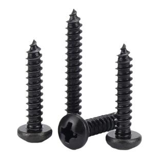 黑色304不锈钢圆头自攻螺丝钉盘头十字木螺钉小PA尖尾大头自攻钉