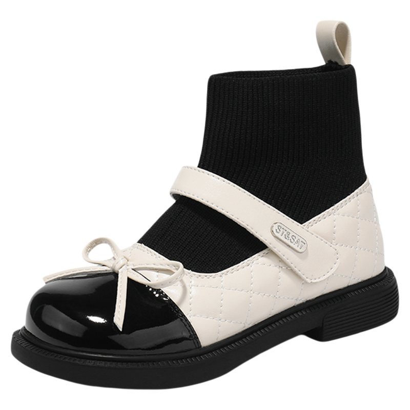 星期六童鞋女童袜子靴冬季新款儿童外穿加绒保暖防滑休闲棉鞋男童