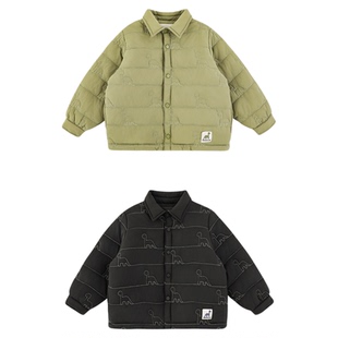 幼悠男童小翻领衬衫版型棉服冬季童趣可爱恐龙绗缝亲肤保暖外套潮