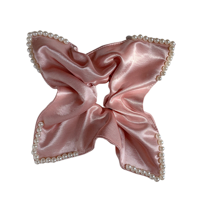 法式复古缎面白色方巾大肠发圈