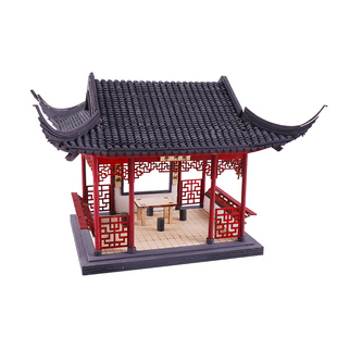 古建筑模型拼装国风凉亭手工亭子材料 木质榫卯摆件中式苏州园林