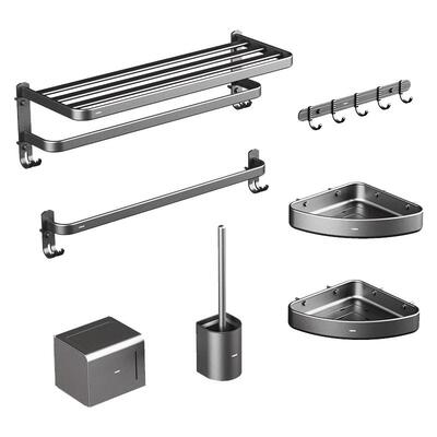 恒洁挂件套装免打孔太空铝卫生间浴室置物架枪灰922K07