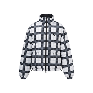 【明星同款】RestandRecreation2025秋冬新款RR格纹双面穿羽绒服