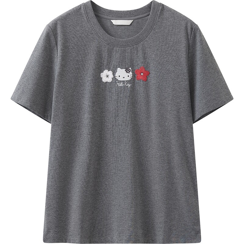 【商场同款】【Hello Kitty合作】播26秋新品刺绣T恤女BDT3YD3270
