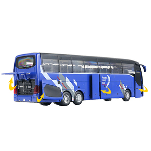 合金巴士套装公交车校车回力玩具大巴金属车带站台儿童小汽车铁车