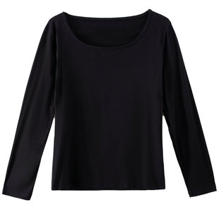 莫代尔打底衫女内搭长袖T恤薄款低领春秋季新款修身小衫圆领上衣