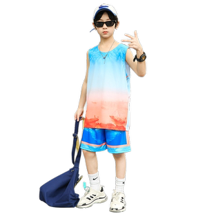 儿童篮球服套装男童2023新款训练服小学生比赛球衣定制夏背心队服