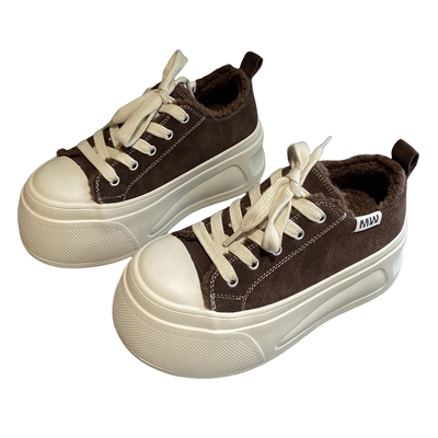 休闲板鞋女款2025新款加绒厚底