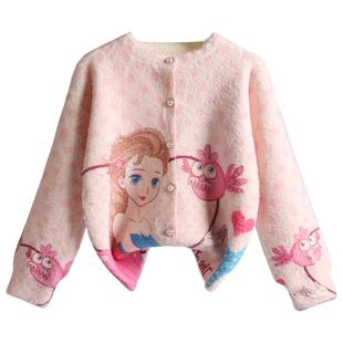 美人鱼女童毛衣外套2025春秋装新款儿童女宝宝水貂绒针织开衫冬季