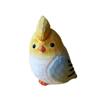 木雕摆件娇凤纯实木手工雕刻虎皮鹦鹉木质工艺品摆件玄凤桌面装饰