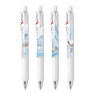 日本ZEBRA斑马JJ99冬日系列羽毛按动中性笔小清晰雪天JJ15白杆限定款0.5签字笔学生用刷题考试用笔DIY款新年