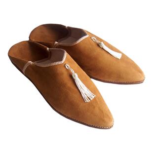 Babouche Slipper摩洛哥经典骆驼皮流苏踩脚皮拖鞋室内拖鞋