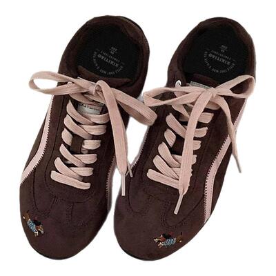 细细条ins趣味小狗刺绣德训鞋女