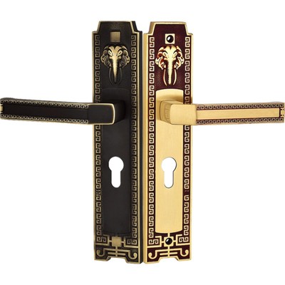 三环新中式纯铜门锁静音门把手