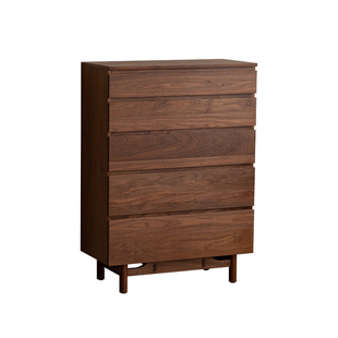 有清堂新中式北美黑胡桃五斗柜实木抽屉柜卧室床尾柜收纳柜储物柜