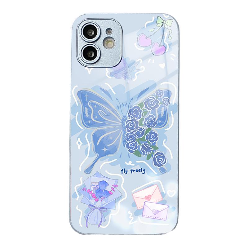 imobile铃兰蝴蝶手机壳适用小米红米note13小清新12turbo闺蜜k70e小众k60/k40/k50至尊版11/10/9/proplus玻璃
