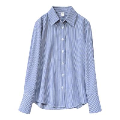 棉质条纹衬衫女设计感韩版宽松春