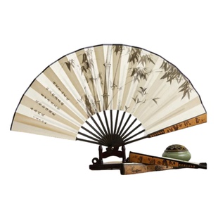 中国风10寸古风扇子折扇男士款汉服随身扇子夏季折叠绢布夏天竹扇