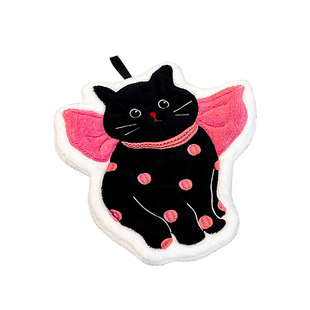 可爱擦手巾厨房擦手毛巾挂式吸水速干加厚抹布卡通猫咪珊瑚绒手帕