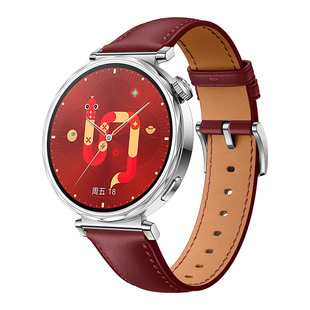 适用华为gt6真皮红色表带合集gt5复古小牛皮watch5智能5Pro按压键皮质表带GT4高级watch4pro腕表GT3/2pro表链
