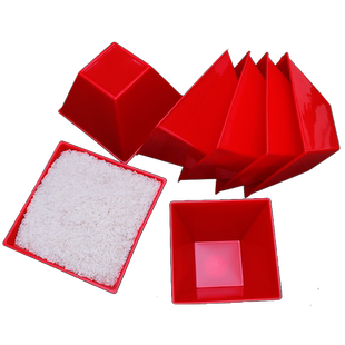 红色米斗塑料米升乔迁量米器嫁妆都斗婚庆六证道具摆件结婚红米斗