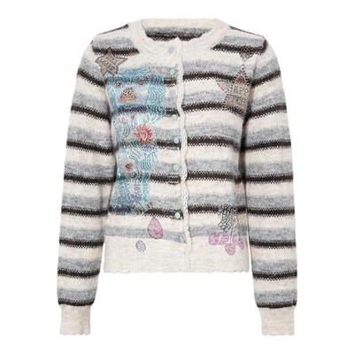 TCH私服25冬季新款慵懒风烫钻时尚条纹毛衣针织开衫女T75D43E1038