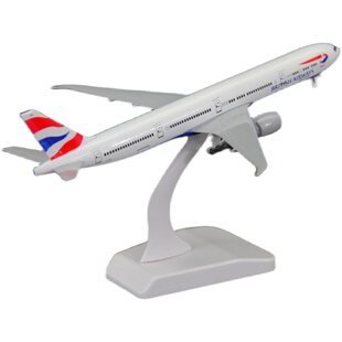 飞机模型波音B777-300ER英国航空客机礼品摆件带轮1：400合金航模