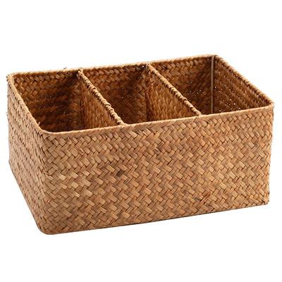 草编分格餐具收纳盒北欧风