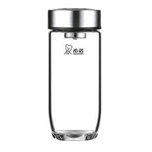 正品希诺单层玻璃杯高级男家用水杯耐热分离泡茶杯子新款便携茶杯