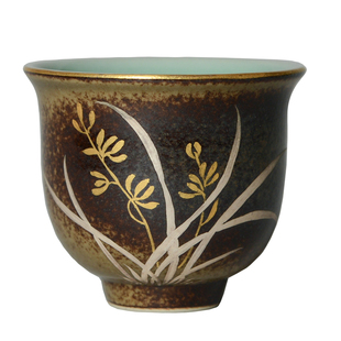 季少波龙泉青瓷纯手工彩绘兰花高端主人杯单杯功夫茶具铃铛品茗杯