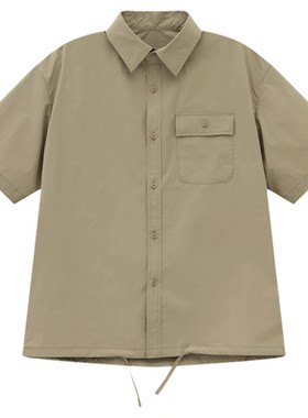 ACTUP夏季男工装抽绳短袖衬衫