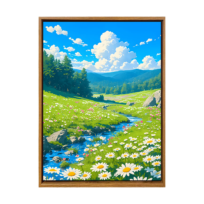 宫崎骏夏天治愈山水风景数字油画