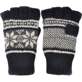 卡蒙露指男士冬天电动摩托车手套女加厚保暖半指手套办公室打字