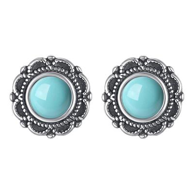原矿绿松石泰银高级感耳钉