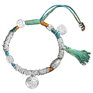 吴越老银铺盘缠手链女纯银手饰足银999钱串子古法银手串精致银饰