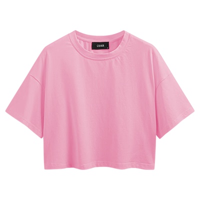 CIDER夏季新品女装棉圆领短袖宽松短款T恤上衣1036629