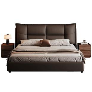 全友家居现代简约头层牛皮软床主卧室落地真皮双人大床2025新款