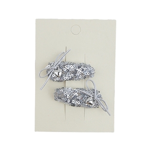 韩系银色亮片蝴蝶结bb夹发夹宝宝刘海夹侧边碎发夹儿童夹子发饰