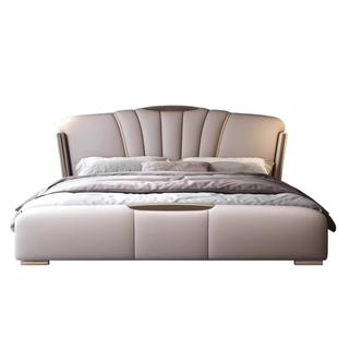 真皮床现代简约主卧大床高端大气轻奢1.8米双人床2米2婚床储物床