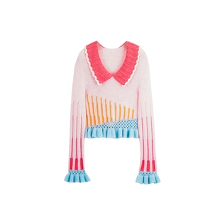 洲升/CHAU.RISING手钩截短圈圈羊绒针织衫套头毛衣秋冬女士