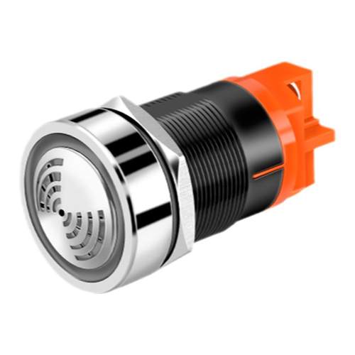 金属蜂鸣器报警器22MM间断闪光LED红色发光断续有源声光24V