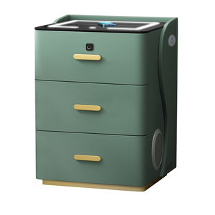 智能床头柜多功能简约现代加高三抽无线充电带灯带锁卧室皮床斗柜