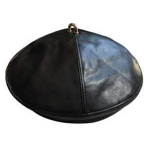 明星同款 日本ca4la贝雷帽chic柔软pu皮金属扣时髦百搭画家帽秋冬