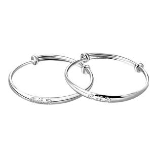 老银匠s999足银宝宝银手镯满月周岁礼福纯银刚出生的男女宝宝手镯