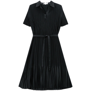 【新品】BEANPOLE滨波 2025夏季女士简约通勤素色优雅褶皱连衣裙